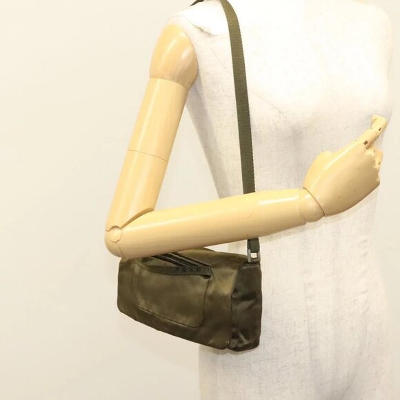 PRADA Shoulder Bag Satin Green Silver Auth 129632 - Picture 14 of 16